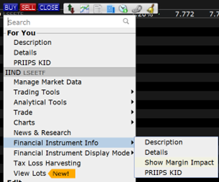 The PRIIPS KID details in TWS. 